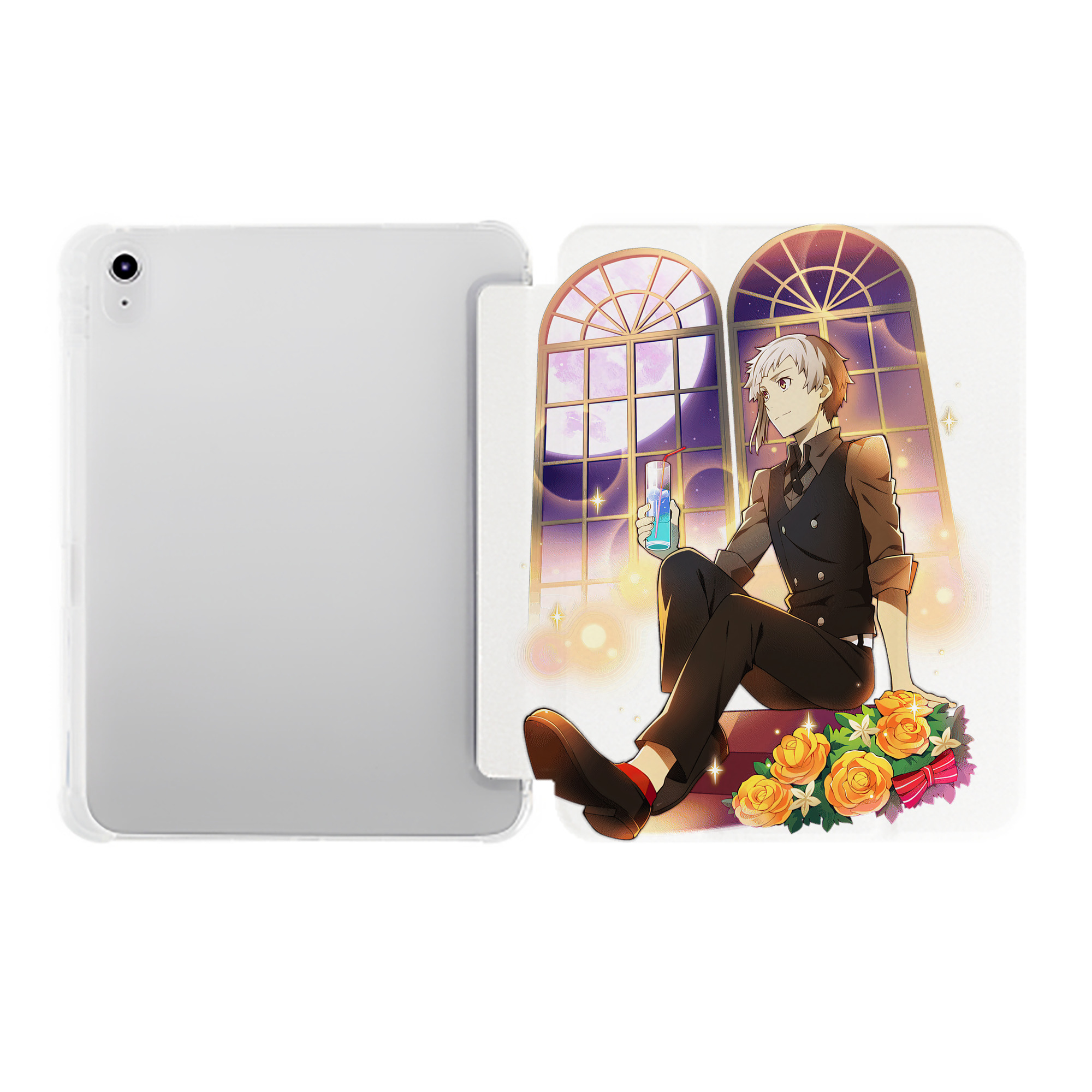 （画像用） 文豪ストレイドッグス Bungo Stray Dogs IPad ケース ペン収納付き 三つ折りスタンド PUレザー×シリコン 対応機種9.5/10.5/10.9インチ